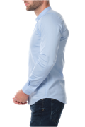 Chemise col mao coton stretch Hopenlife BLEU BULMA