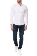 Chemise col mao coton stretch Hopenlife BLANC BULMA