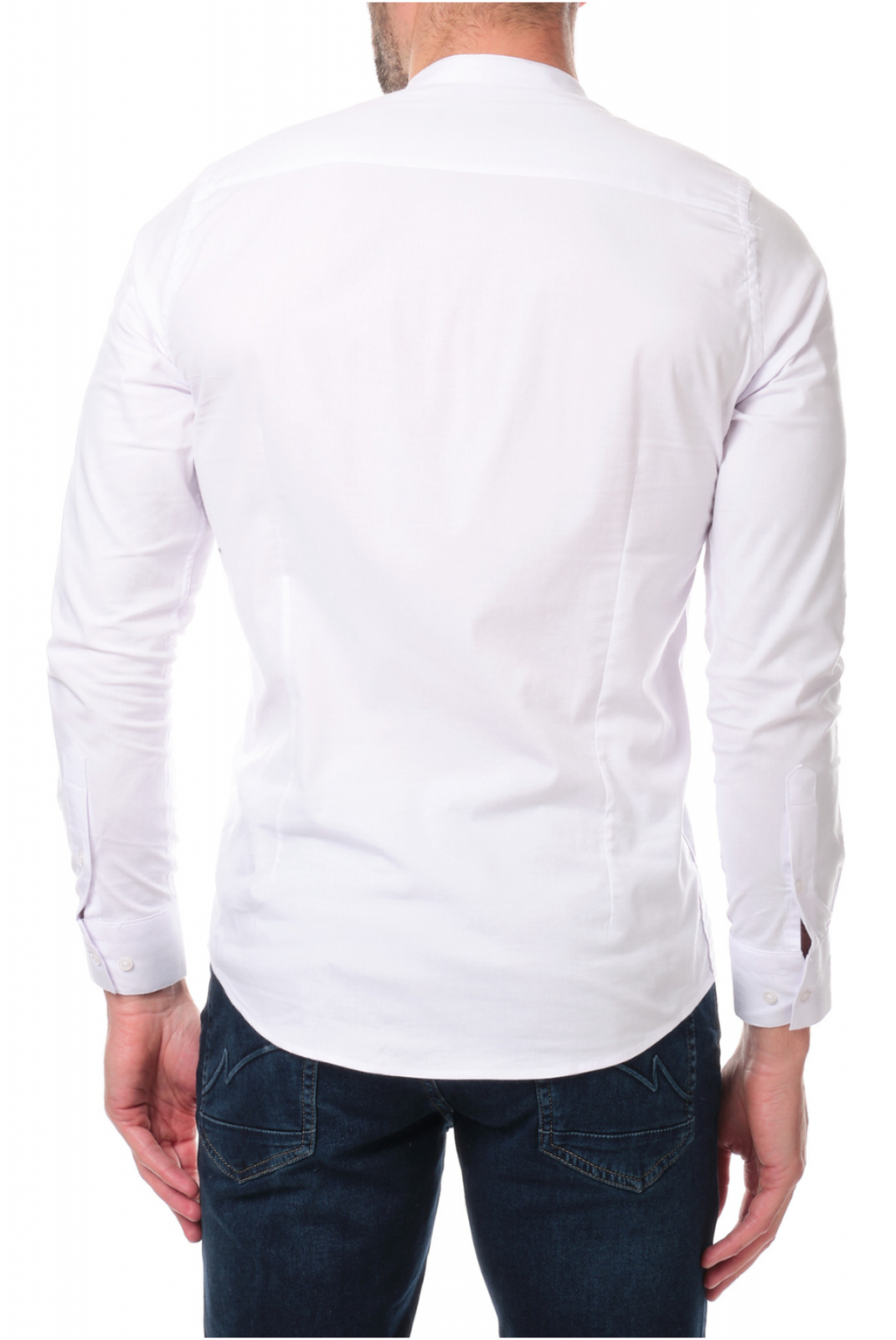 Chemise col mao coton stretch Hopenlife BLANC BULMA