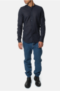 Chemise col mao lin coton Hopenlife NAVY FONCE ADAM