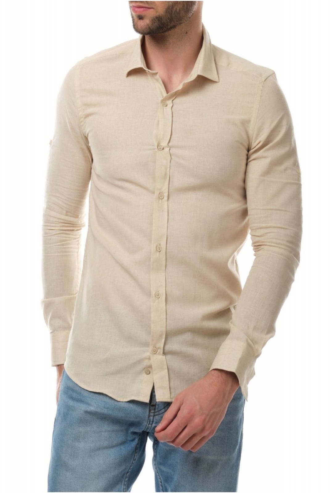 Chemise unie lin coton  Hopenlife NATUREL RAPHAEL