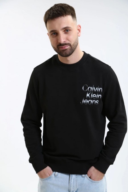 Sweat 100% coton print logo Calvin klein BEH Ck Black J30J325154