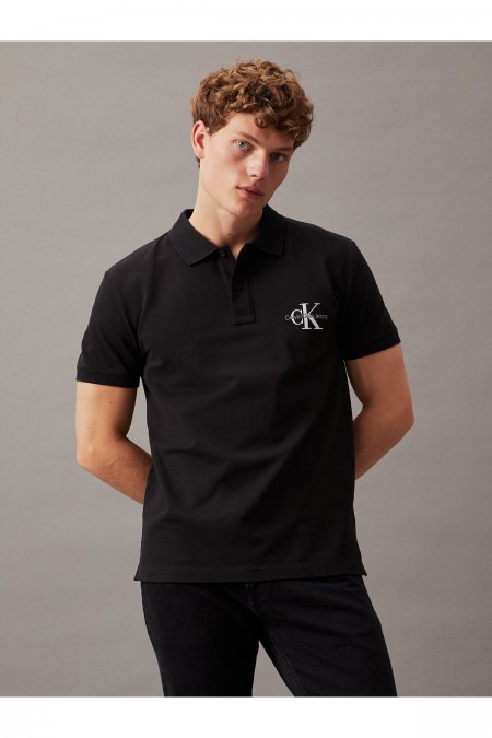 Polo logo brodé coton stretch Calvin klein BEH Ck Black J30J325664