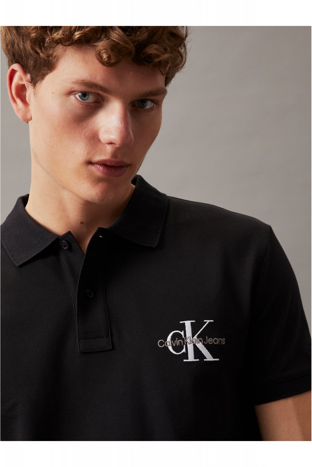 Polo logo brodé coton stretch Calvin klein BEH Ck Black J30J325664