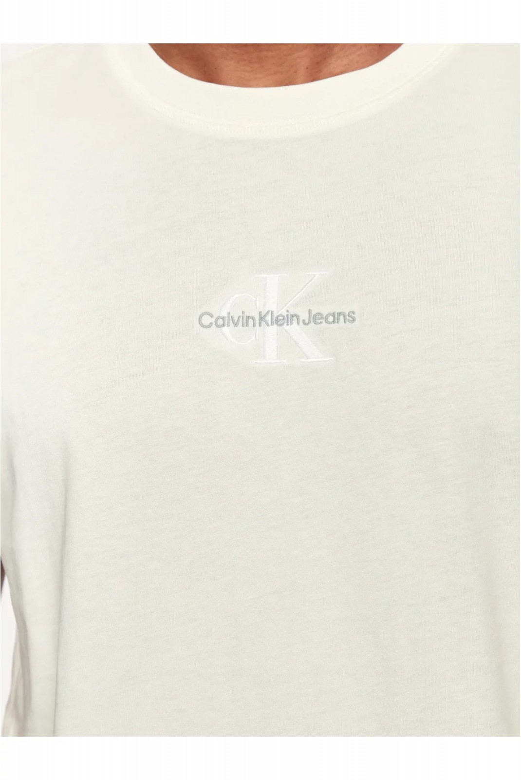 TShirt logo brodé coton Calvin klein YBI Ivory J30J325649