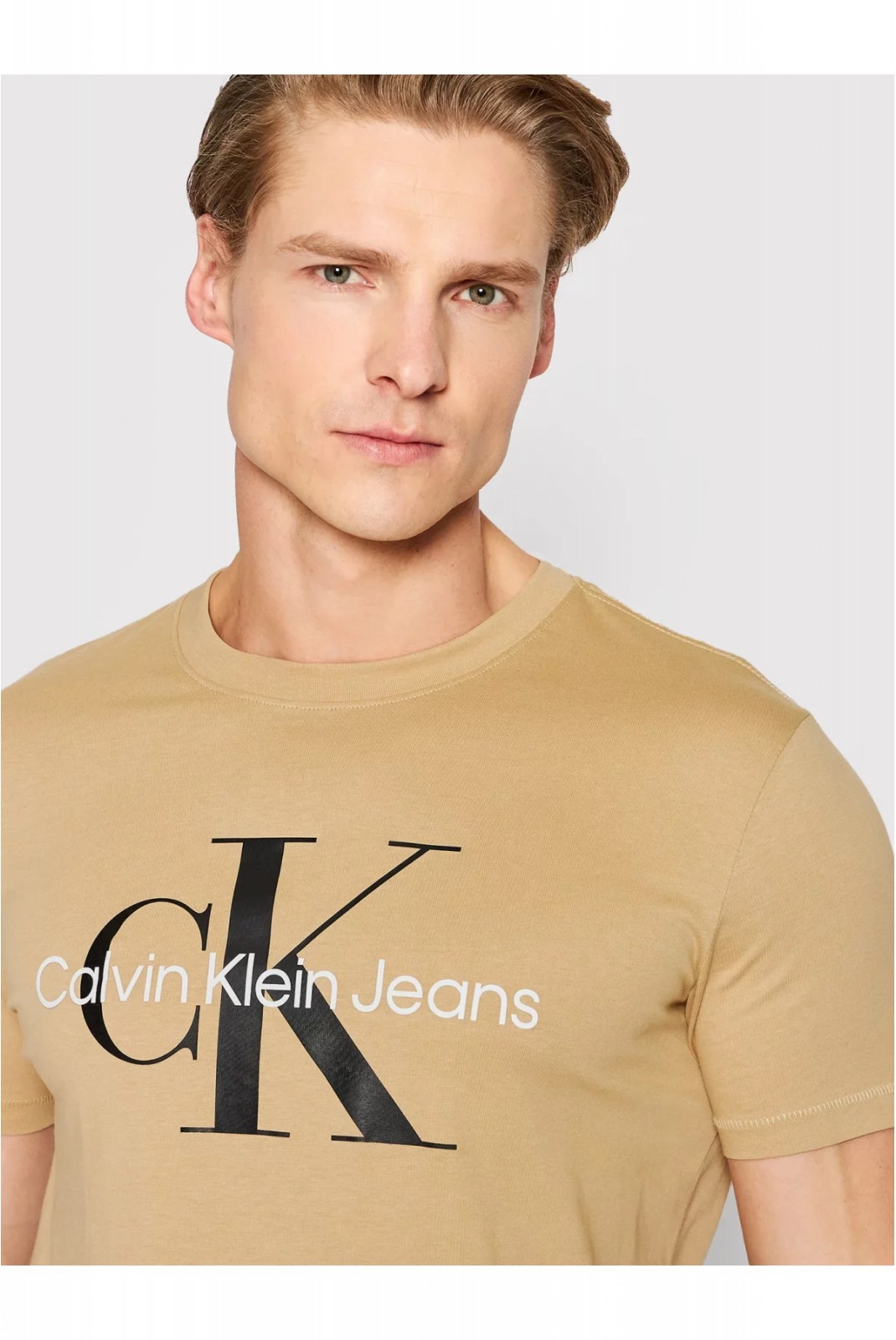 TShirt slim fit print logo Calvin klein RAE Pale Khaki J30J320806