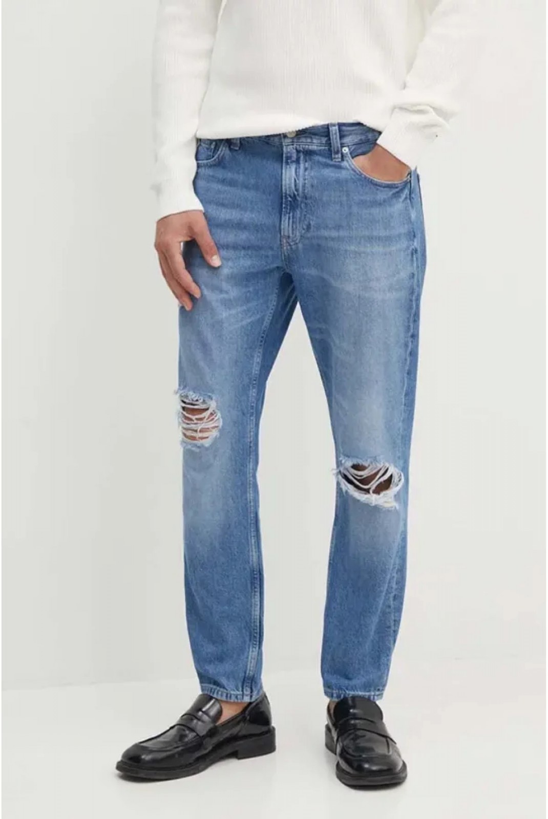 Jean Dad destroy 100% coton Calvin klein 1A4 Denim Medium J30J325724