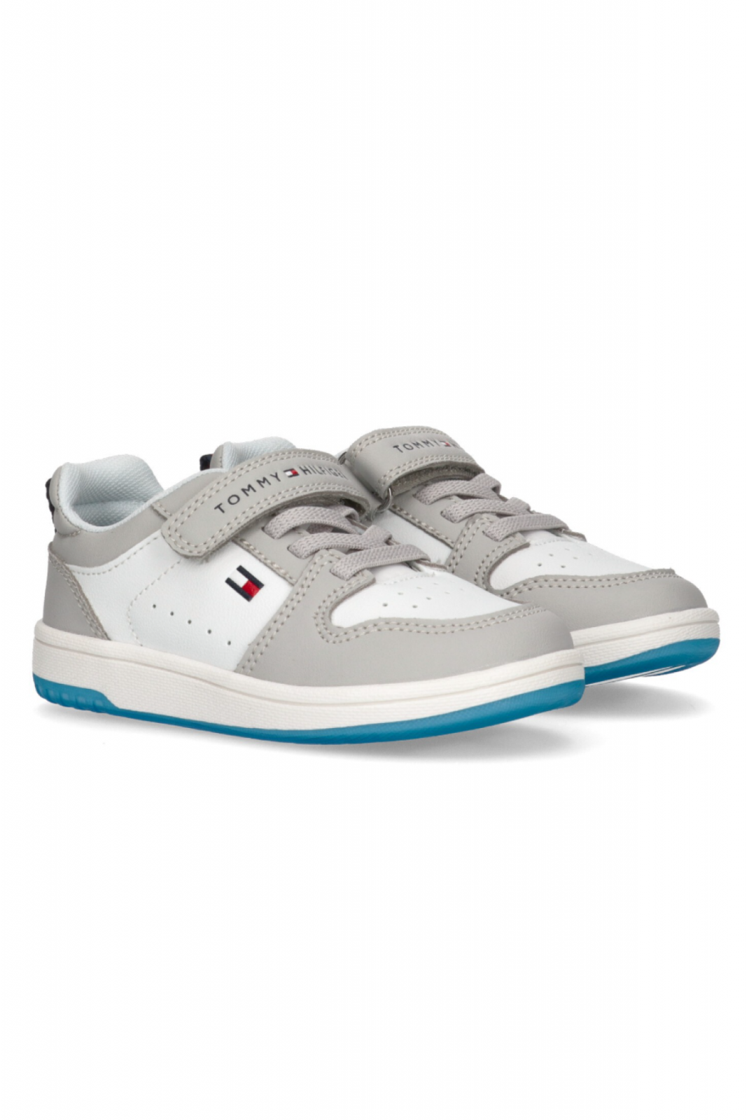 Baskets basses cuir PU Tommy Hilfiger X043 White/Grey T1X933341