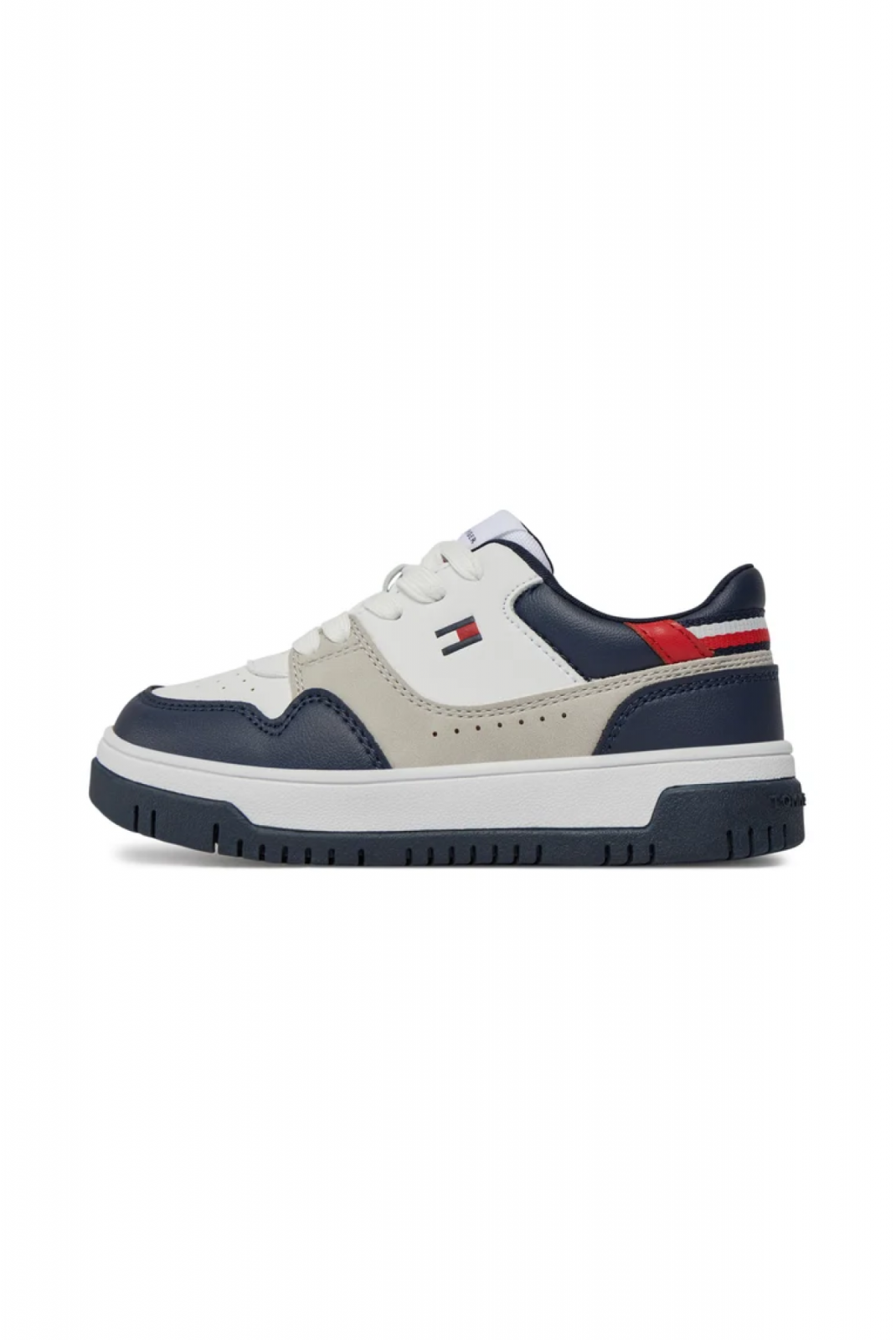 Baskets cuir PU colorblock Tommy Hilfiger Y003 White/Blue/Red T3X933368