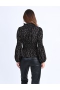 Blouse manches bouffantes motifs Molly bracken BLACK JUDE E1631BH