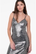 Robe 7/8 sequins fente Molly bracken BLACK PW103BN