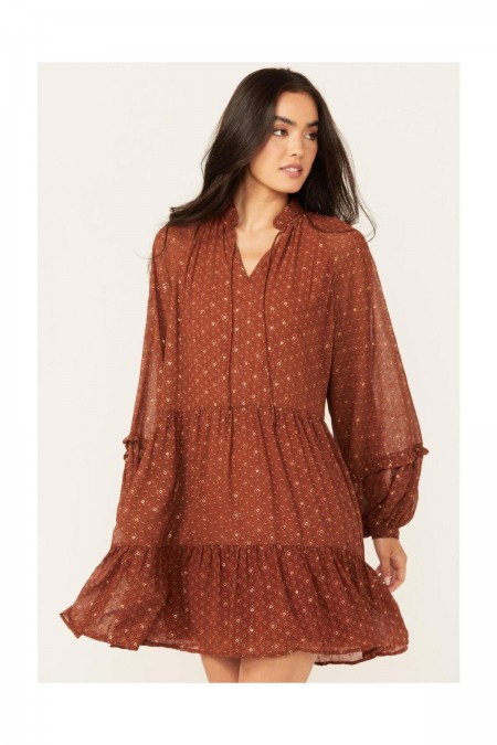 Robe volantée ajourée Molly bracken RUST CLARISSE T1633ABN