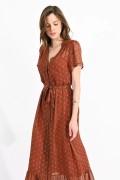 Robe longue volantée ajourée Molly bracken RUST CLARISSE TS126BN