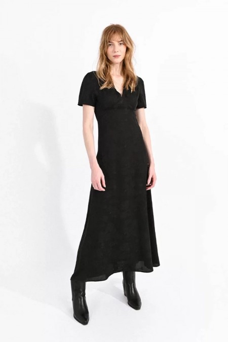 Robe longue motifs ton sur ton Molly bracken BLACK TWR106BN