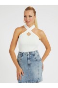 Top côtelé sans manches Guess jeans G012 CREAM WHITE W3YR08 Z2U00