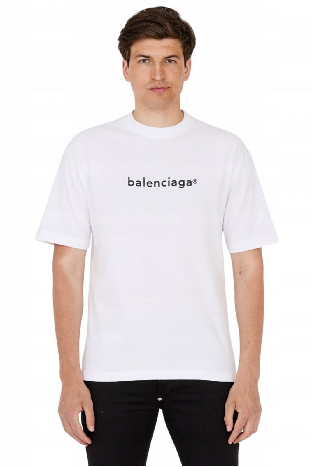 TShirt droit logo printé Balenciaga 9040 BLANC 620969 TIV50