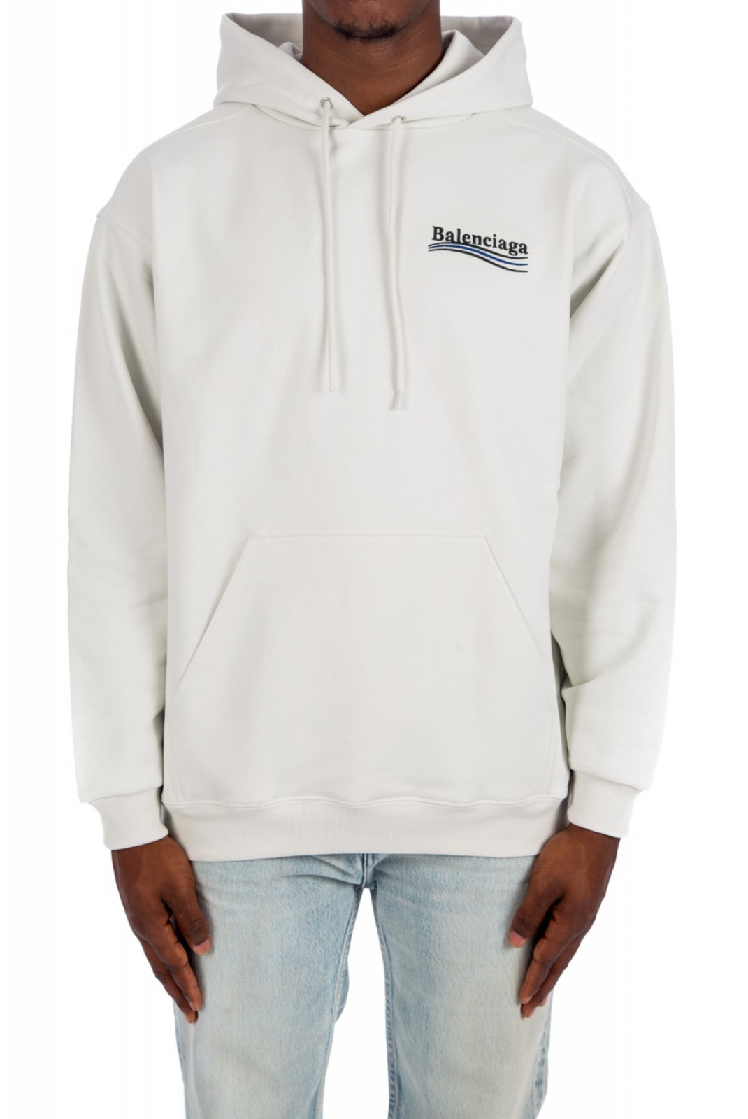 Sweat capuche logo brodé Balenciaga 9084 BLANC 600583 TKVI9