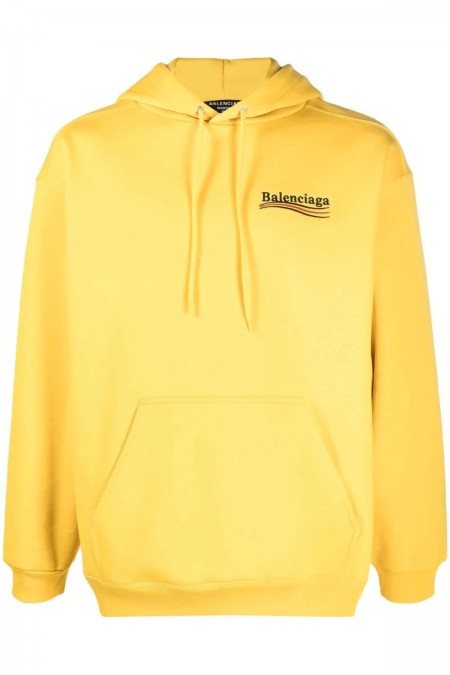 Sweat capuche logo brodé Balenciaga 7442 JAUNE 600583 TKVI9