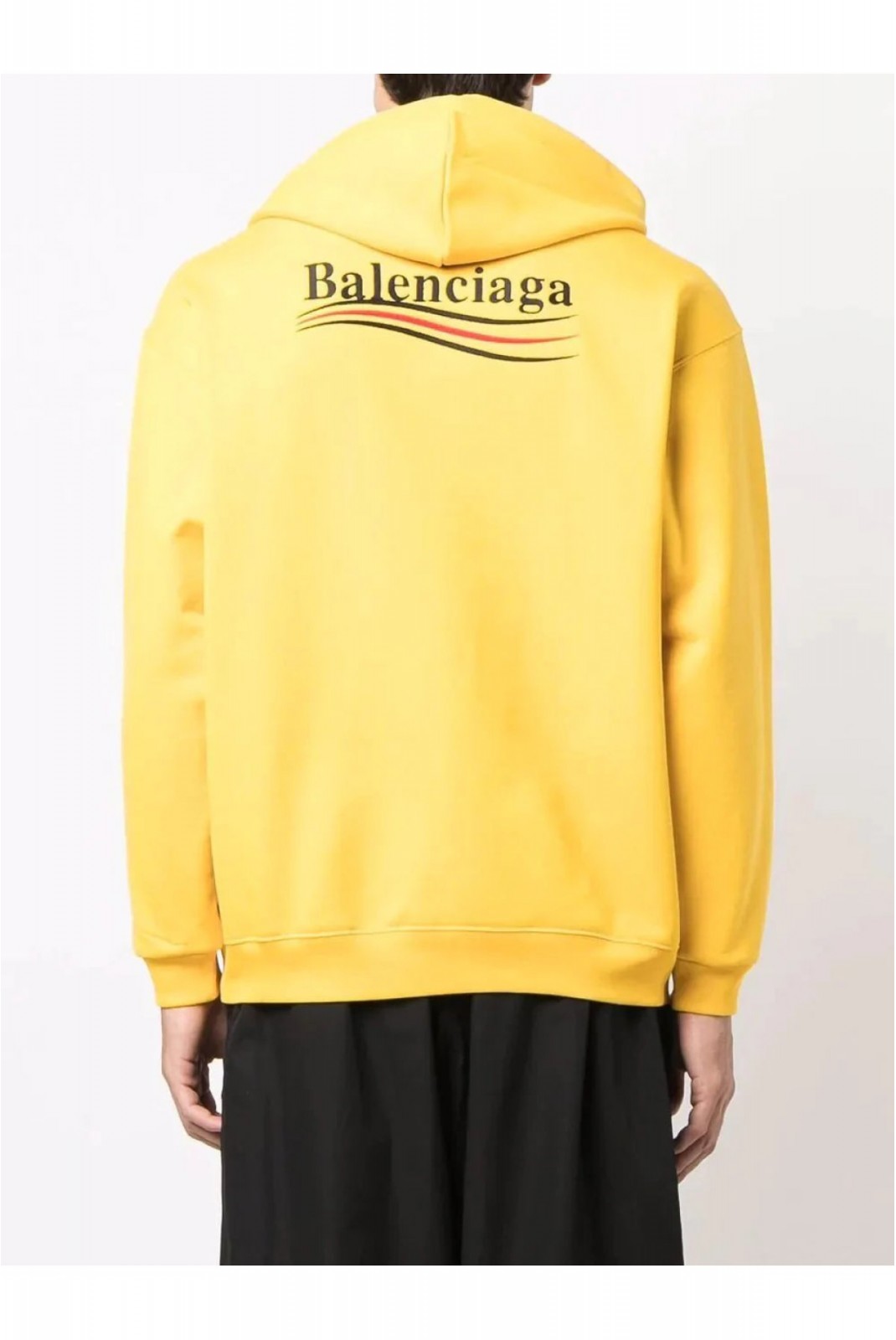 Sweat capuche logo brodé Balenciaga 7442 JAUNE 600583 TKVI9