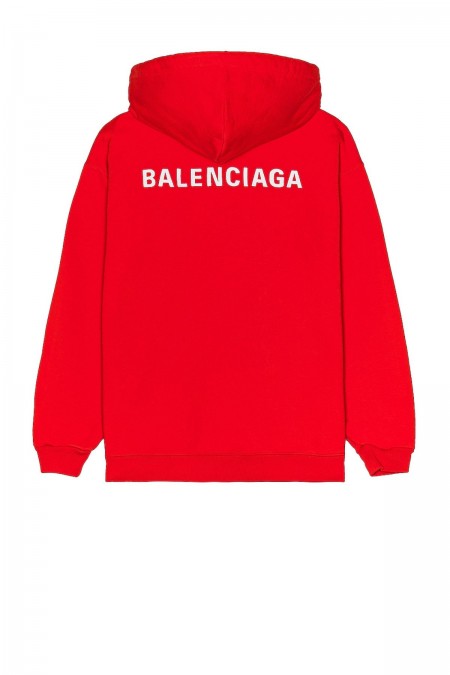 Sweat capuche logo brodé dos Balenciaga 3168 ROUGE 600583 TMVF5