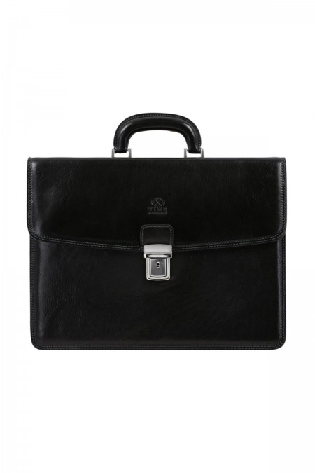 Attaché case luxe 100% cuir Time Resistance BLACK 5194201