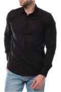 Chemise unie coton stretch Hopenlife NOIR LAZAR