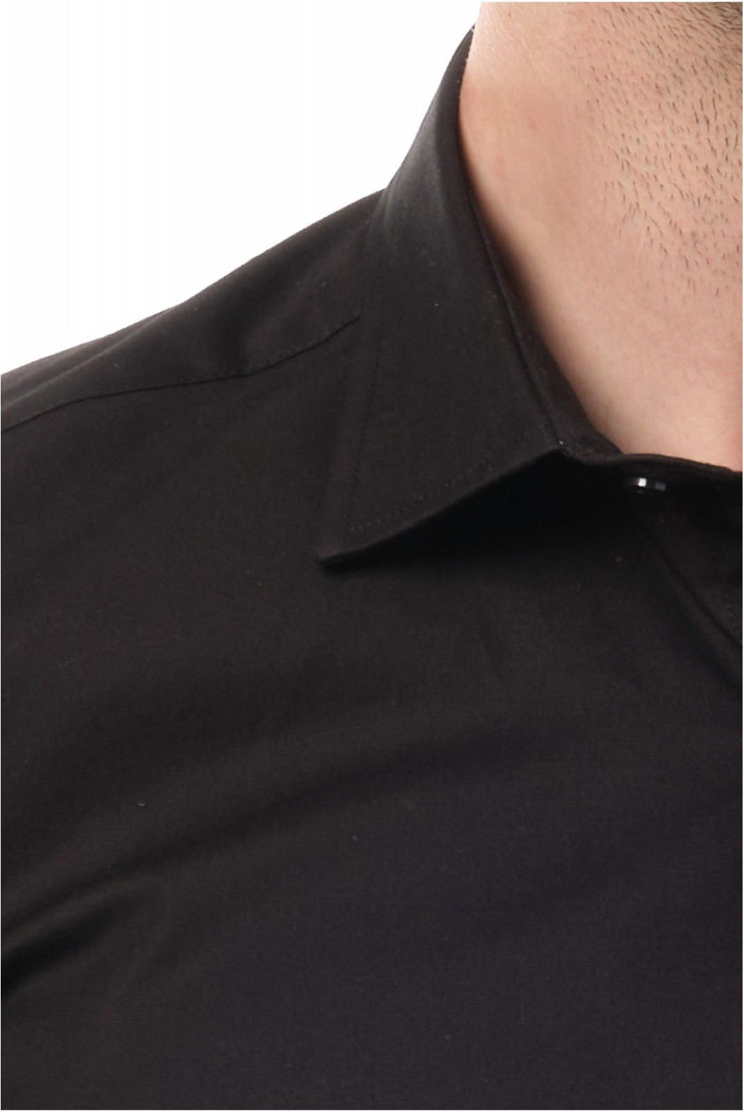 Chemise unie coton stretch Hopenlife NOIR LAZAR