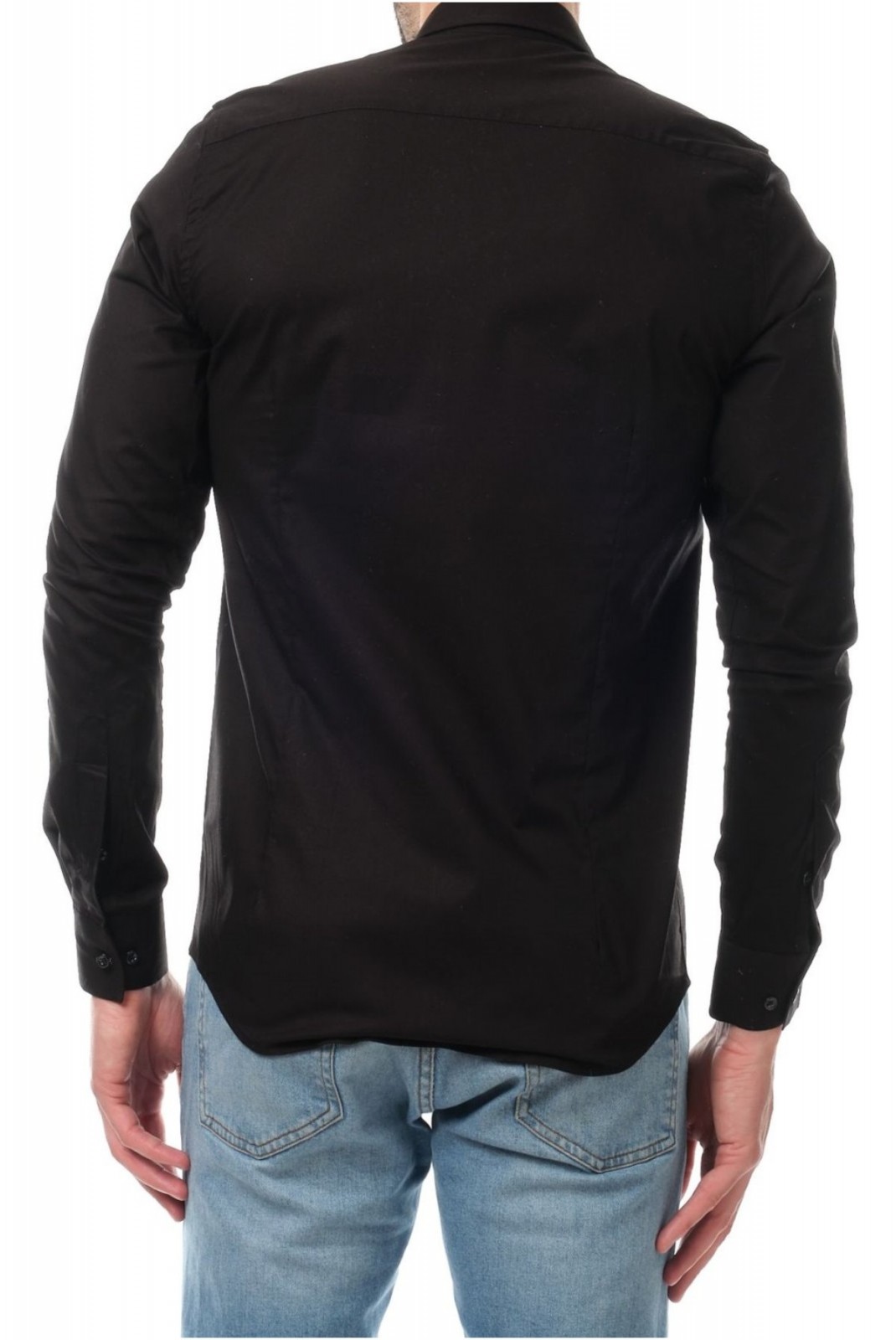 Chemise unie coton stretch Hopenlife NOIR LAZAR