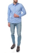 Chemise unie coton stretch Hopenlife BLEU LAZAR