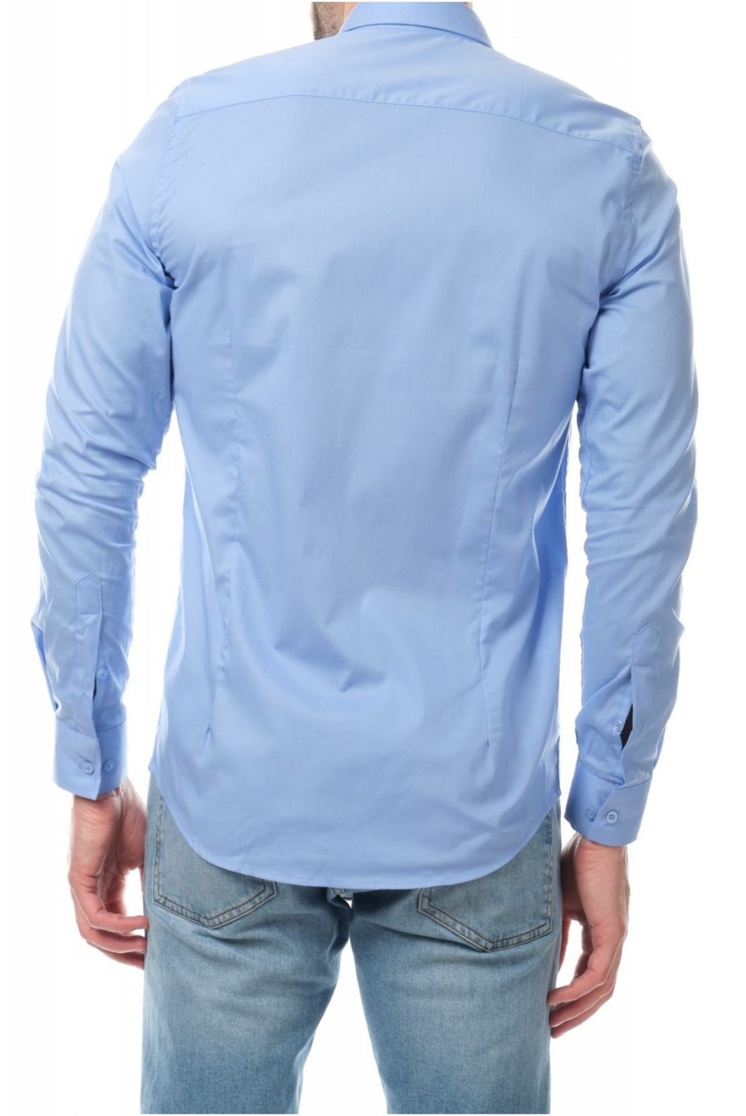 Chemise unie coton stretch Hopenlife BLEU LAZAR