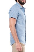 Chemise MC lin coton Hopenlife DK BLEU CLAIR EZREAL