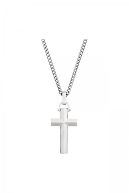 Collier acier croix Police silver PEJGN2008811