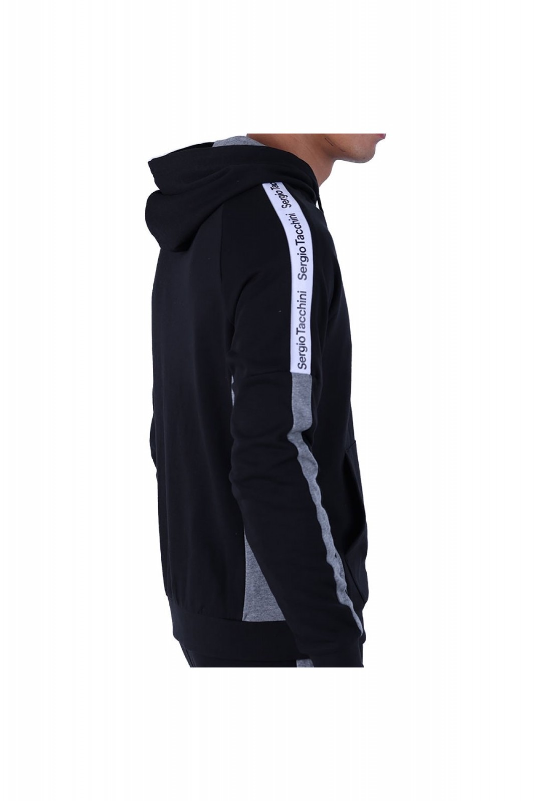 Sweat à capuche bande logo Side Sergio tacchini 524-BLK/DGM 40673