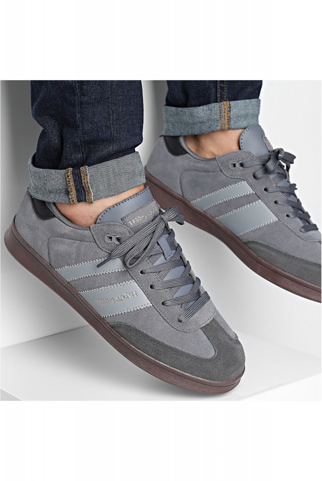 Sneakers basses bicolores cuir Teddy smith GREY 78910