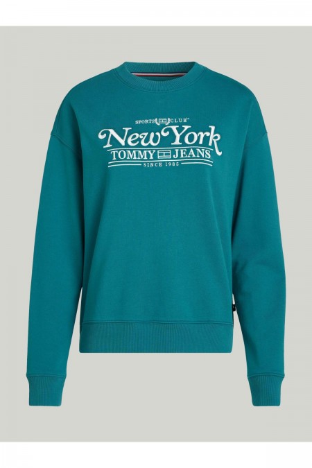 Sweat logo brodé Tommy Jeans CT0 Timeless Teal DW0DW17786