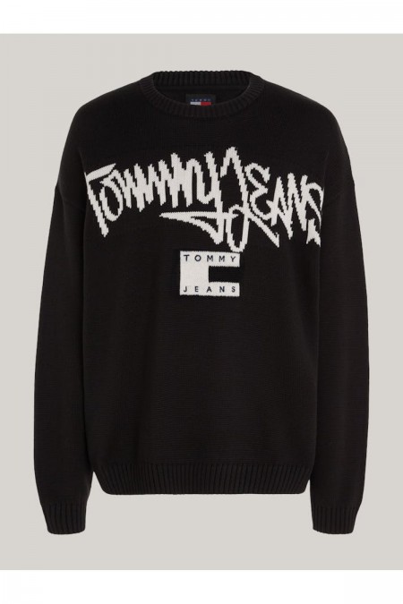 Pull grand logo brodé Tommy Jeans BDS Black DM0DM18361