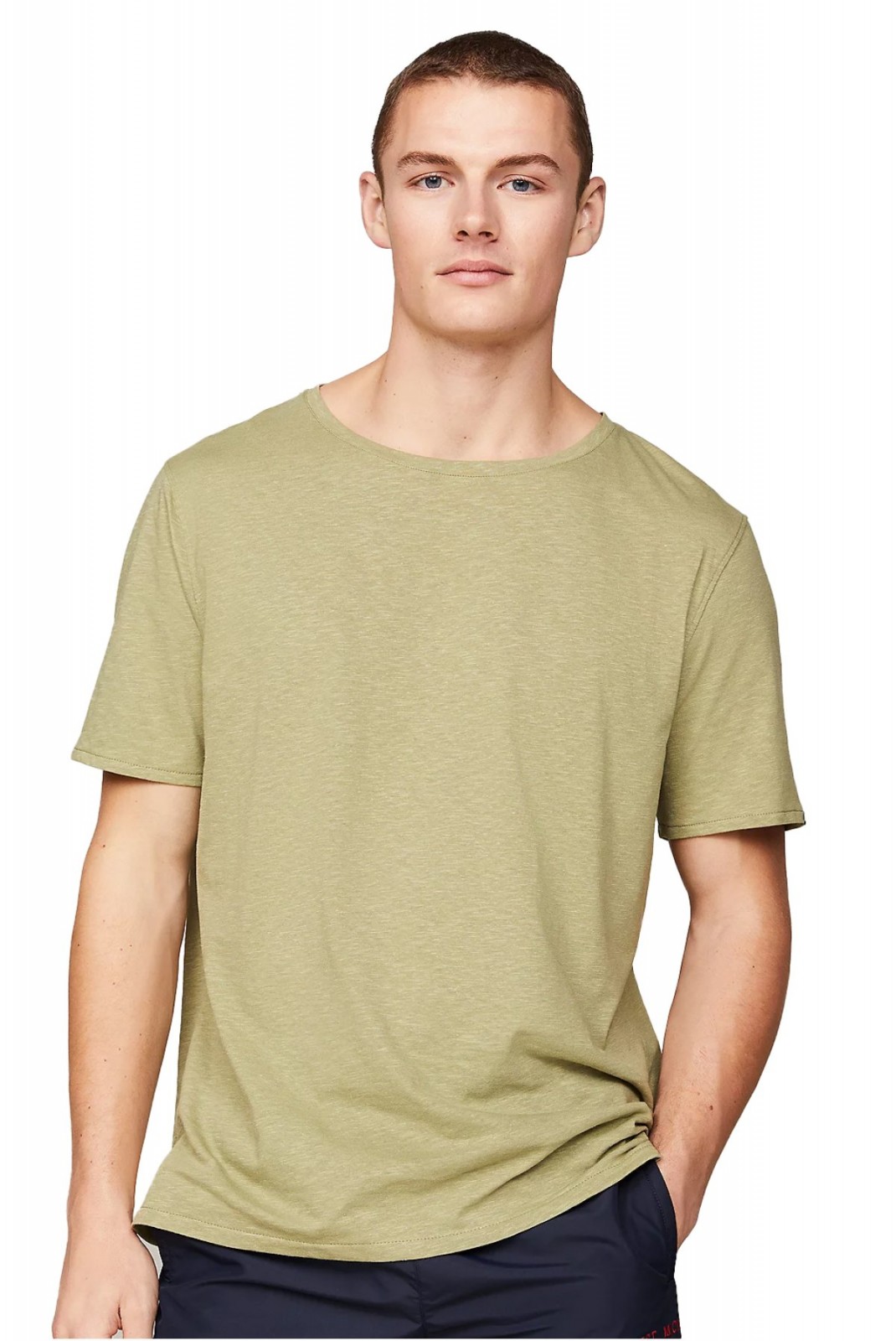 TShirt MC coton lin Tommy Jeans L9F Faded Olive UM0UM03226