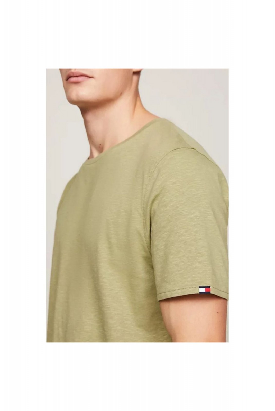 TShirt MC coton lin Tommy Jeans L9F Faded Olive UM0UM03226