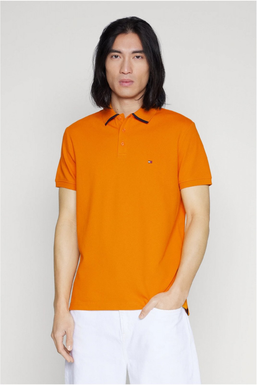 Polo surpiqué coton stretch Tommy Hilfiger SG3 Rich Ochre MW0MW34754