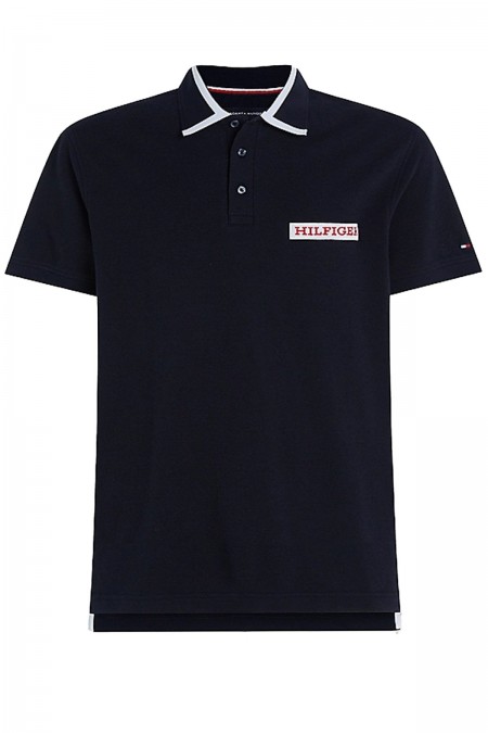 Polo droit logo patché Tommy Hilfiger DW5 Desert Sky MW0MW34786