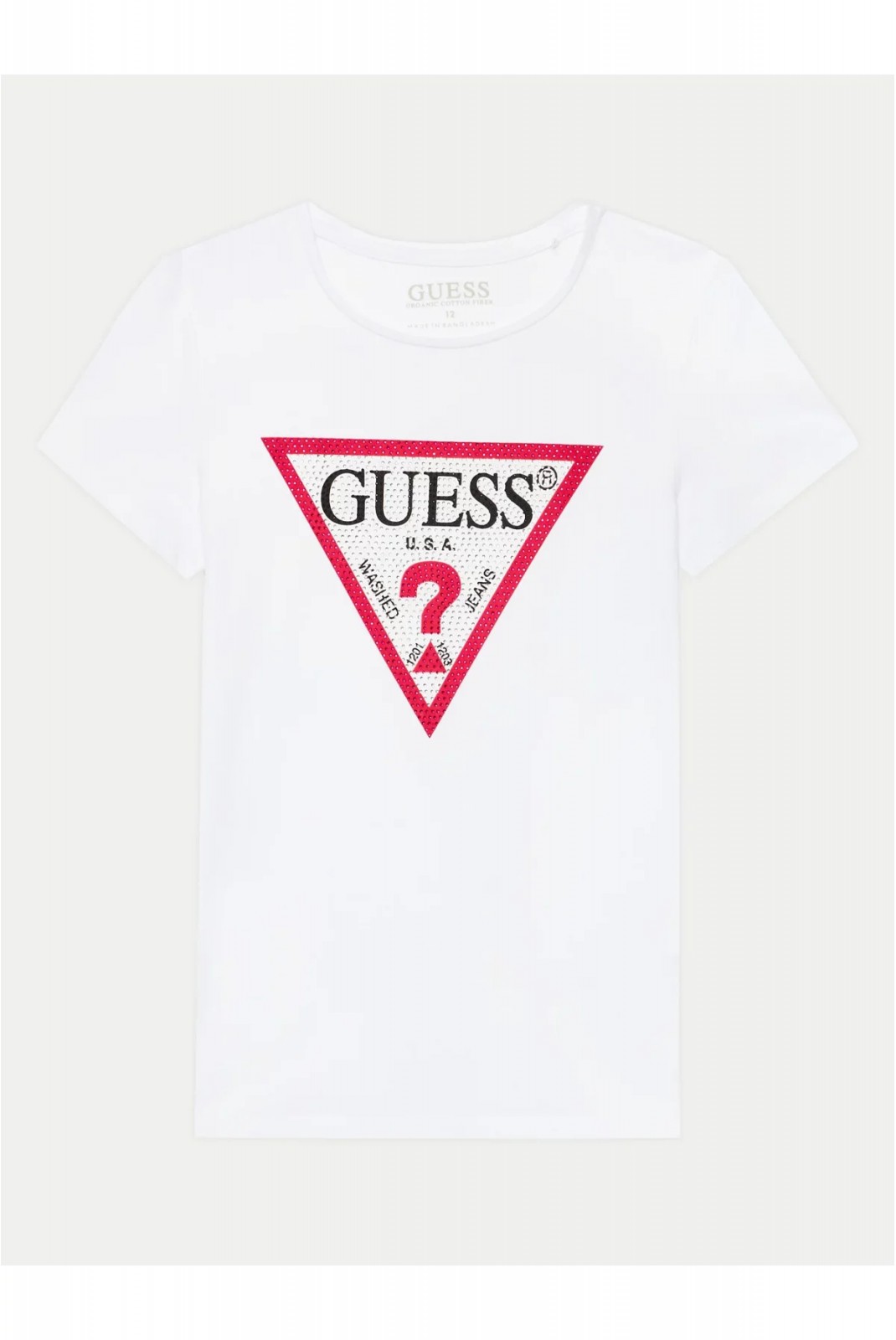 TShirt MC logo strass Guess jeans TWHT TRUE WHITE A000 J2YI51 K6YW1