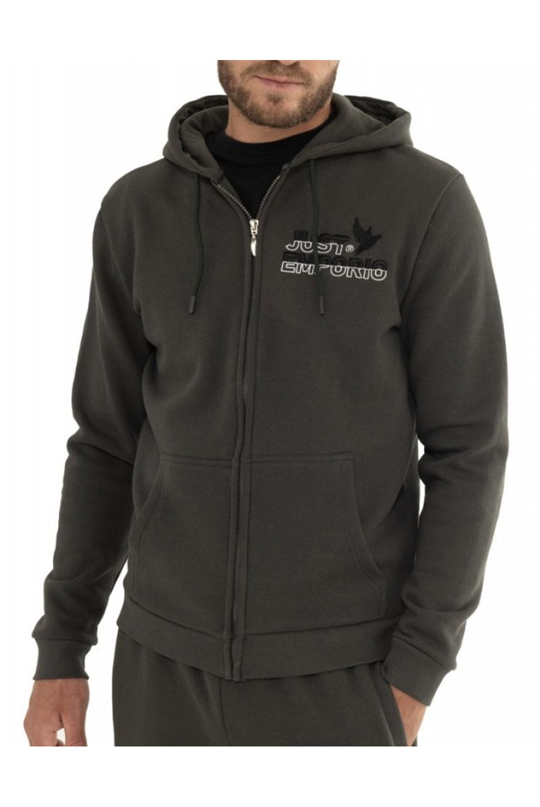 Sweat capuche zippé molletonné Just Emporio KHAKI JE-ABEXON