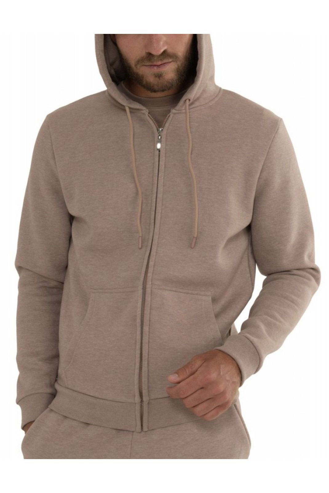 Sweat zippé molletonné Just Emporio LIGHT BROWN MEL JE-520