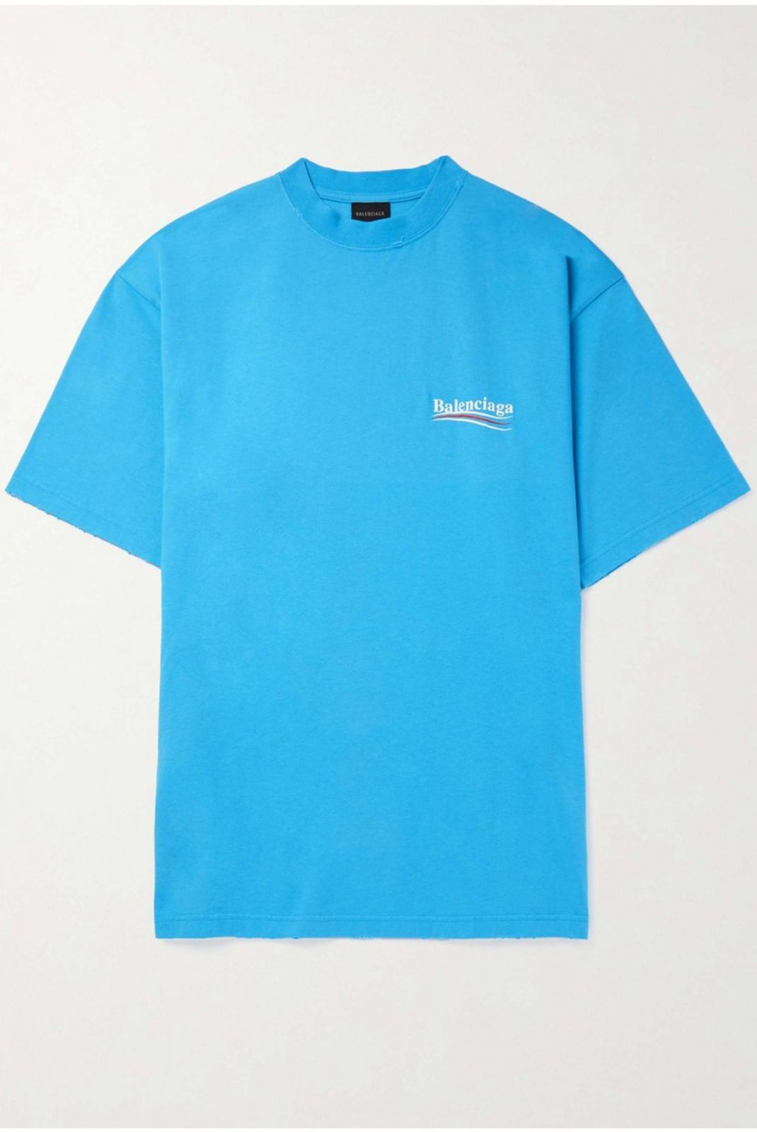 TShirt effet dévoré print logo Balenciaga 4760 BLEU 641675 TNVG5