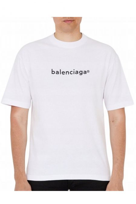 TShirt droit logo printé Balenciaga 9040 BLANC 620969 TIV50