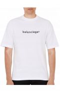 TShirt droit logo printé Balenciaga 9040 BLANC 620969 TIV50