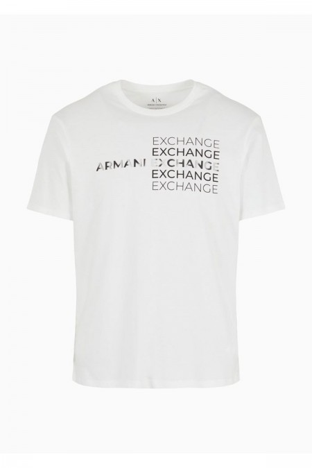 TShirt MC coton multi logo Armani exchange 1116 Off White 3DZTAC ZJ9TZ