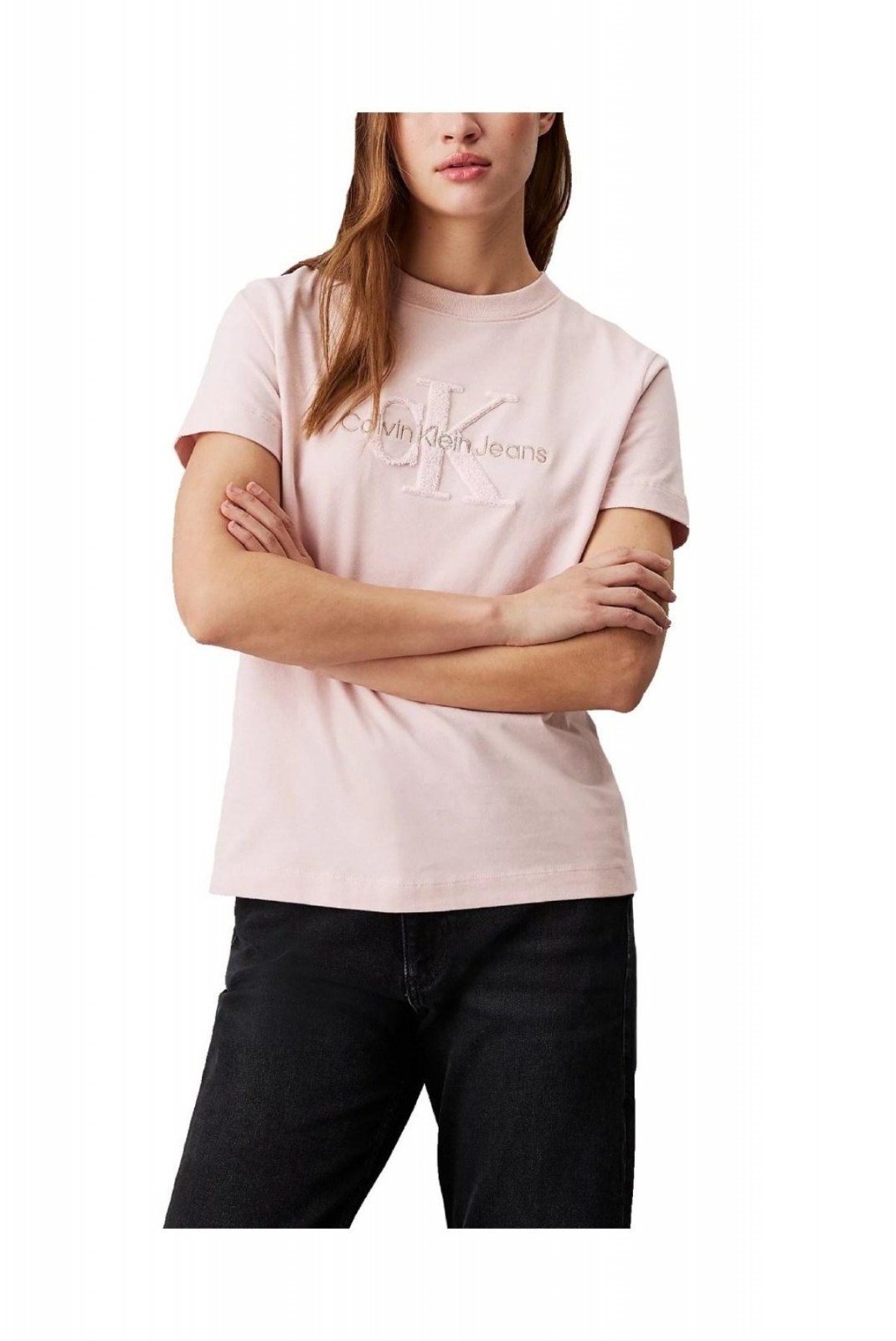 TShirt MC coton logo texturé Calvin klein TER Peach Whip J20J224244