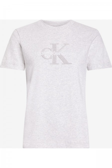 TShirt MC coton logo texturé Calvin klein P6G Ivory Grey Heather J20J224244