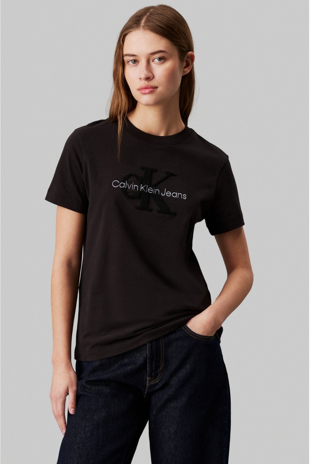 TShirt MC coton logo texturé Calvin klein BEH Ck Black J20J224244